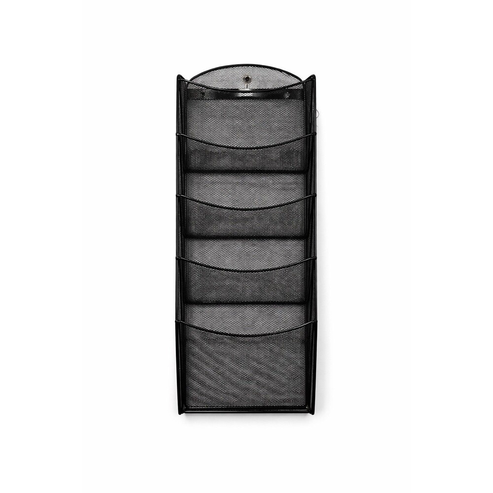 Safco Wall Mount Mesh File Organizer 5 Tier Mail Sorter Black Metal Rack